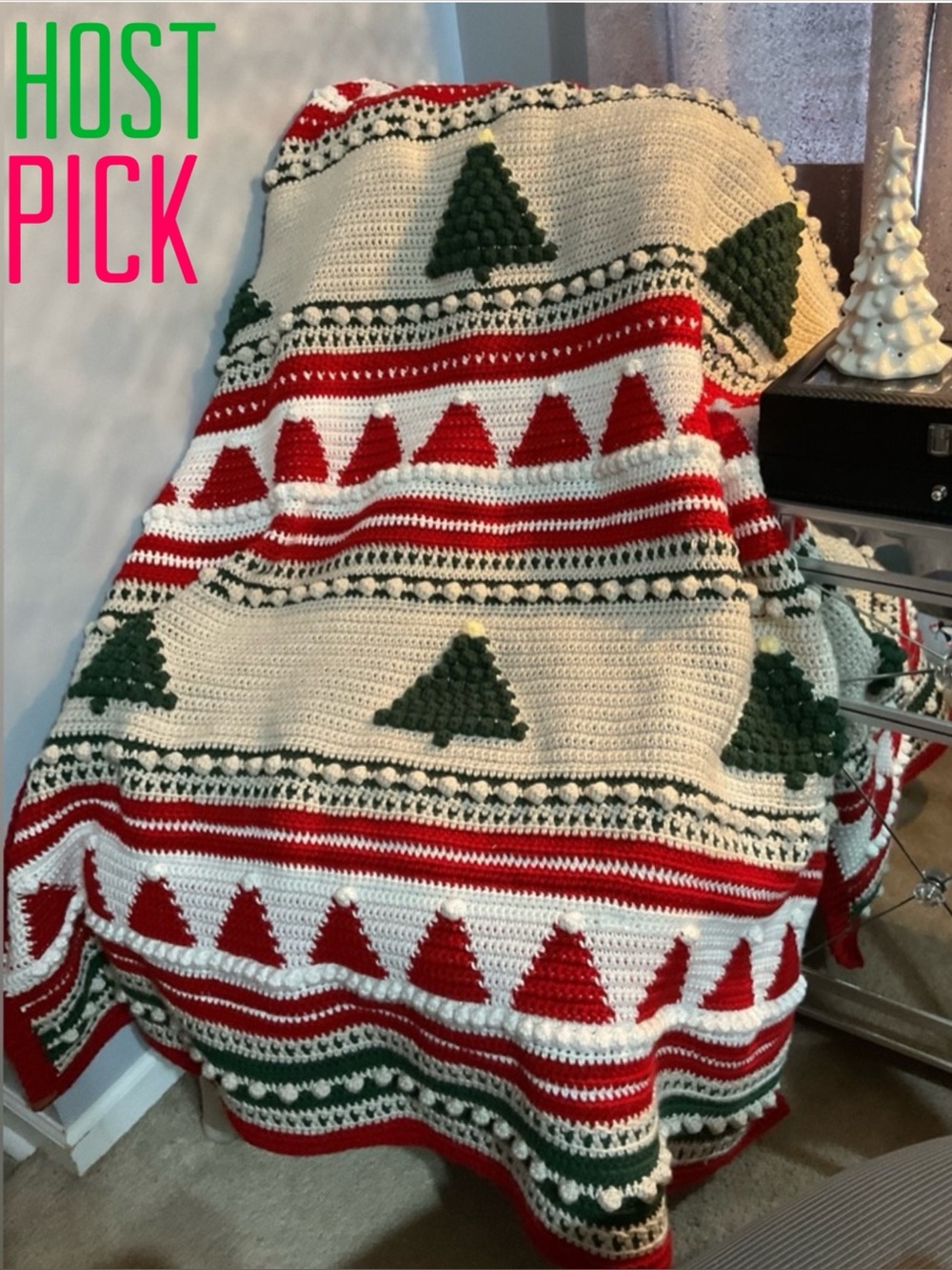 Crochet Christmas Trees & Santa Hats Blanket